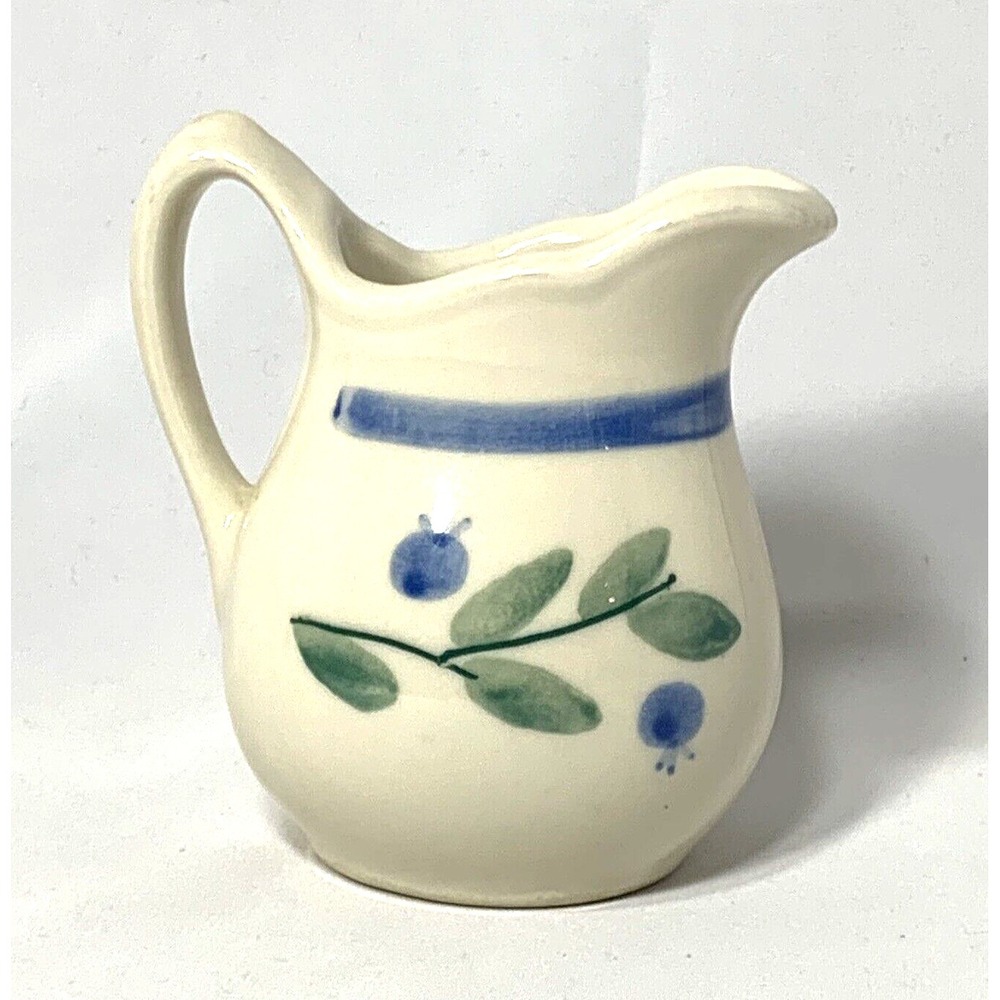 Hartstone Pottery Blueberry Painted Creamer Pitcher Vintage Cottagecore USA made